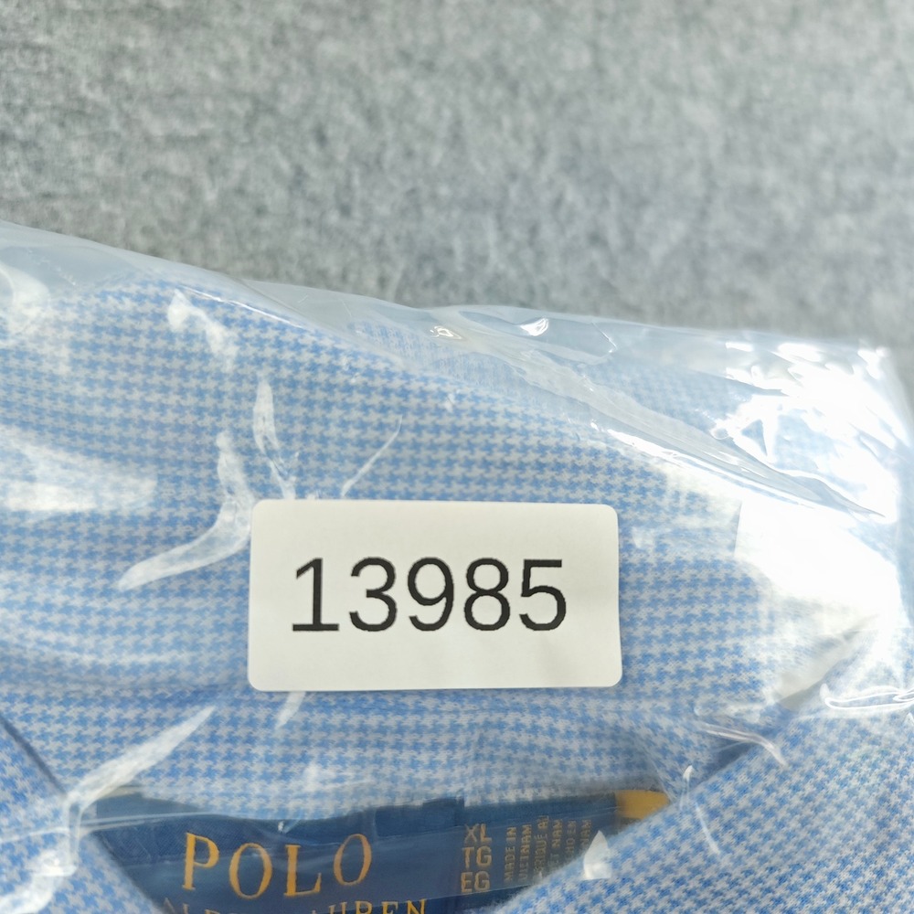 Polo Ralph Lauren Knit Houndstooth Shirt Mens XL Blue White Button Up Cotton - Picture 9 of 9